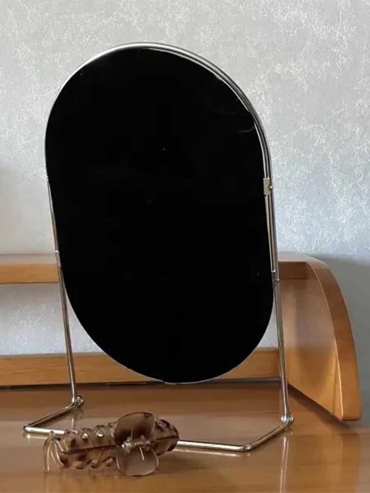 Rotating Oval Makeup Mirror Metal Standing Mirror Bathroom Desk Standing Korean Hairdressing Mirror Wall Mirror Home Bedroom Decor Z250807