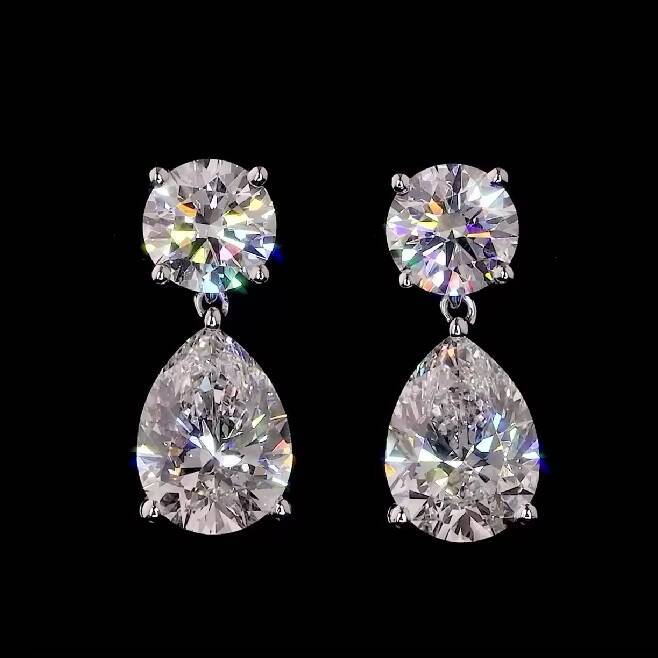 Elegant Earrings Women Custom Pear Cut Moissanite Stud Earrings Hook 14k White Gold Moissanite Earrings
