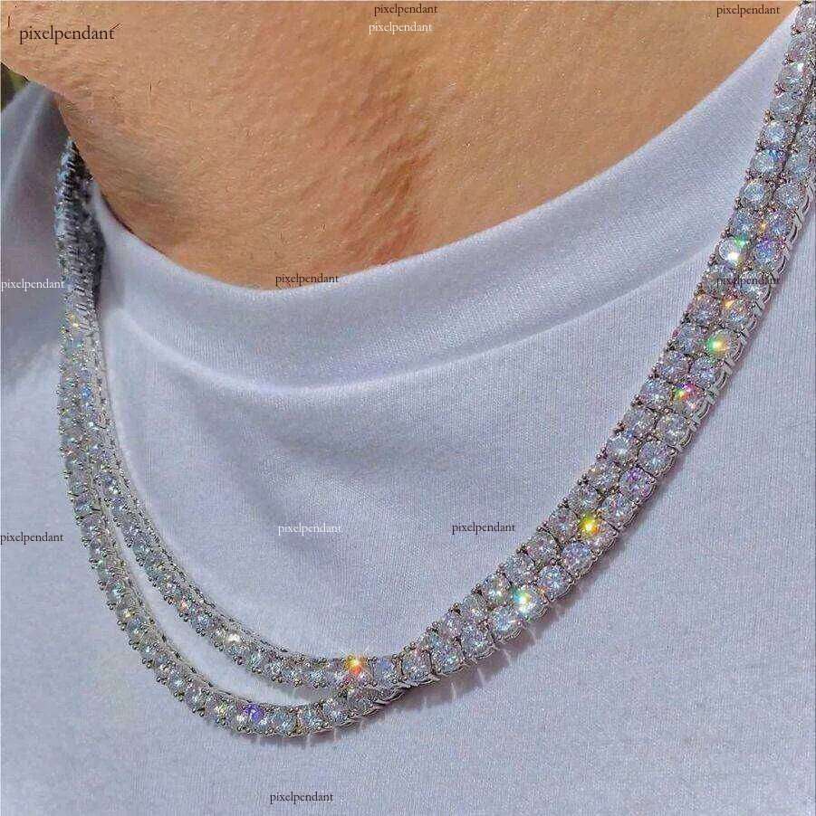 Usa Stock Fine Jewelry Hip Hop Sterling Sier Vvs Moissanite Dia Classic Tennis Chain Necklace
