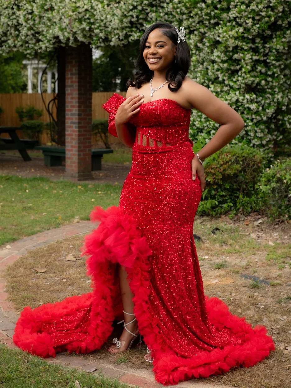 Glitter Sequins Mermaid Evening Dress Off Shoulder Sleeveless Pleats Prom Gowns Splits Floor Length Party Dresses Customized