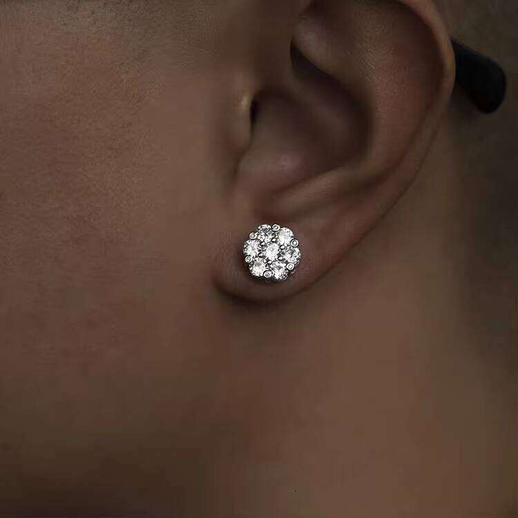 XG Pass Dia Tester Moissanite Cluster Flower Stud Sier Fine Jewelry Earring for Men Women