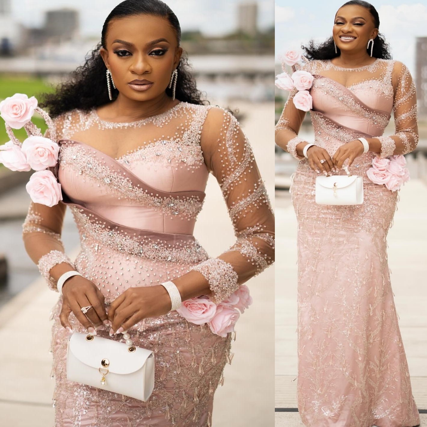 Mermaid Champagne Prom Dresses 2025 Crystals Flowers Beaded Lace Evening Formal Party Second Birthday Engagement Gowns Plus Size Dress For Special Occ