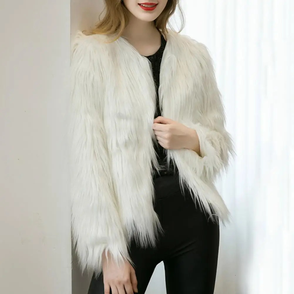 Style Furry Coat for Women Winter Warm Faux Fur Outerwear for Women Girls Long Sleeve Fluffy Coat Open Front for Women 250806