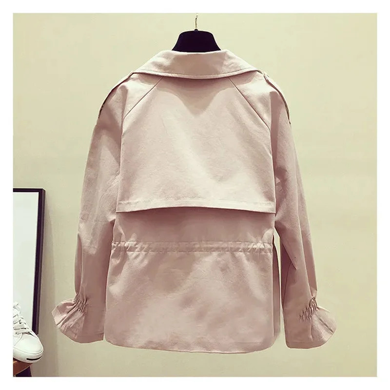 Womens Short Jacket 2025 Spring Autumn Korean Fashion Loose Waist Slim Windbreaker Coat Solid Female Outwear Tops 250728