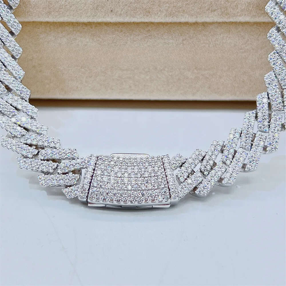 Custom 14mm Moissanite Dia Chain Hip Hop Men Jewelry Iced Out Cuban Link Necklace
