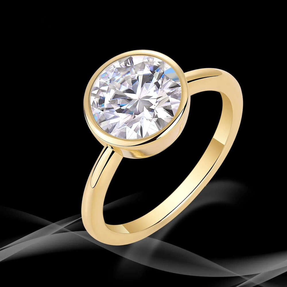 Zanlong 15273 Fashion 3CT Sterling Sier Gold Plated Moissanite Round VVS d Color Band Wedding Rings Couple Ring