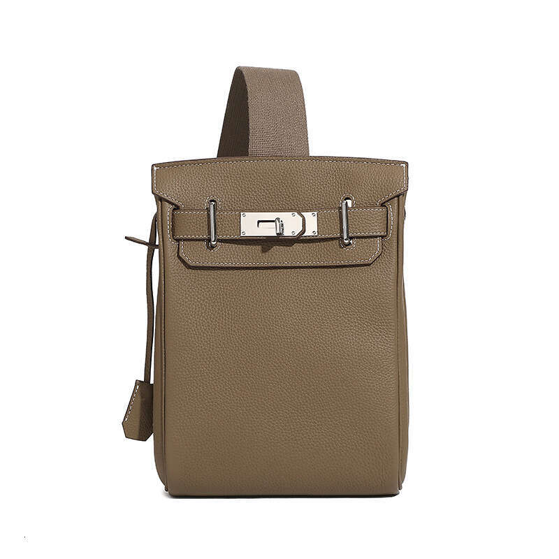 Togo Top Layer Cowhide Chest Unisex Backpack Fashion Genuine Leather Single Shoulder Crossbody Bag