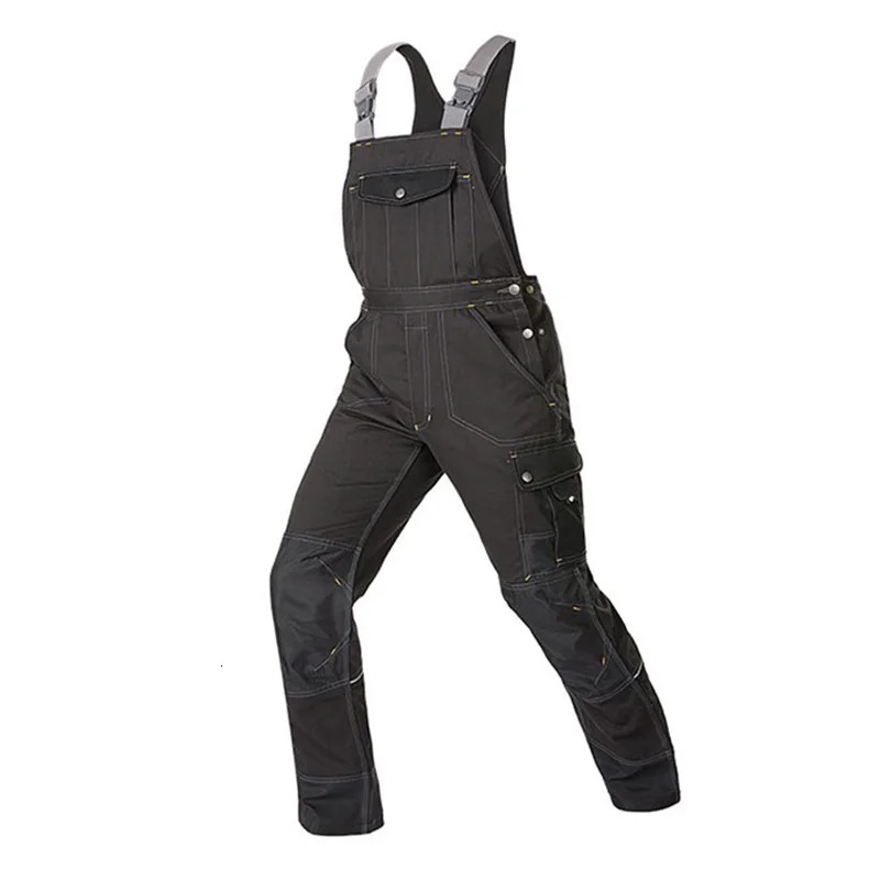 Oxford Overalls with Reflective Stripes Multi Pockets Work Men Black Reflection Hi Vis Worker Wear Repairman Clothing 250804