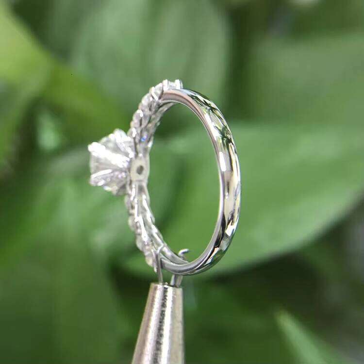 XingGuang 2ct Engagement Jewelry Gold D/VVS Clarity Moissanite 6 Prong Round Dia Minimalist Weeding Halo Ring for Women