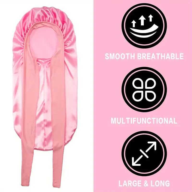 Silky Sleep Bonnet for Straight Curly Hair Long Extra Large Hair Bonnets for Dreadlocks and Braids Satin Sleeping Caps Night 2pcs Z250808