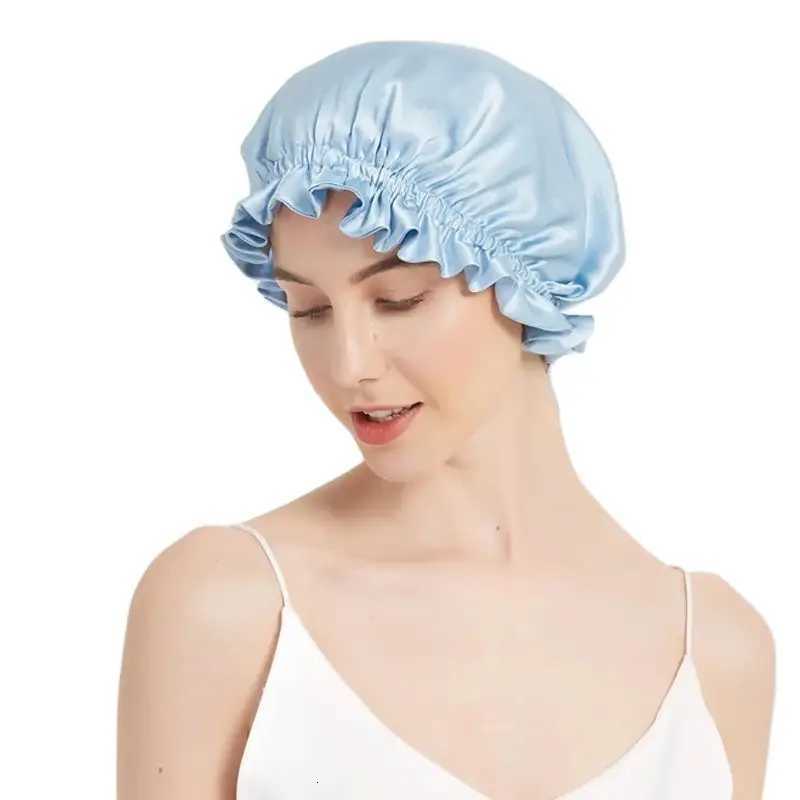 Winsleter Women Double Layer Sleeping Night Cap Mulberry Silk Bonnet Pure Hair Wrap Elastic Headwrap 2024 Summer A43753JC Z250808