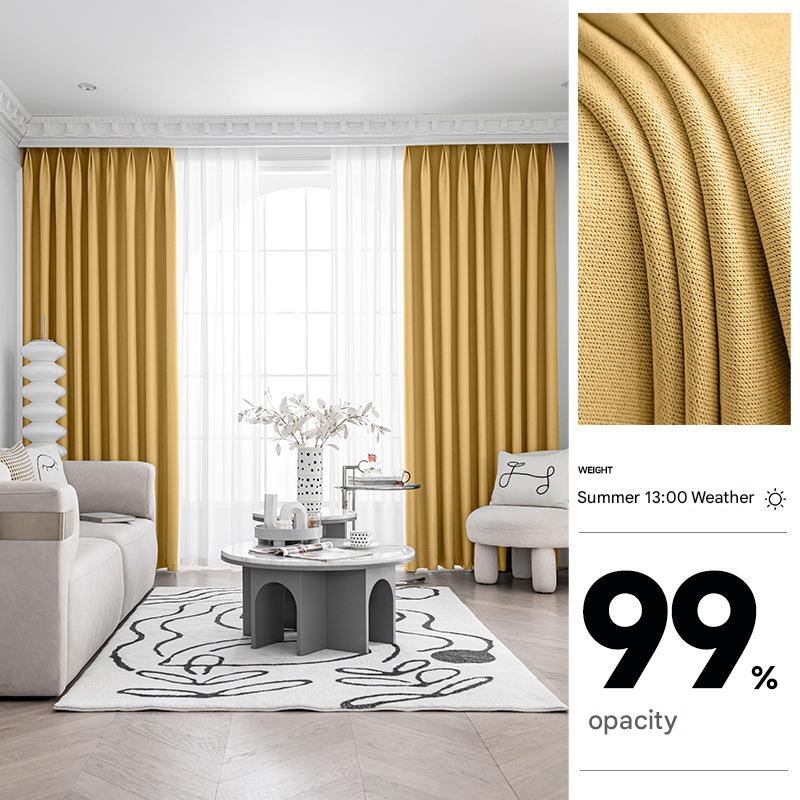 YL-36864 thick double-sided linen blackout curtain project hotel school sound insulation heat insulation blackout cotton linen curtain finished produc