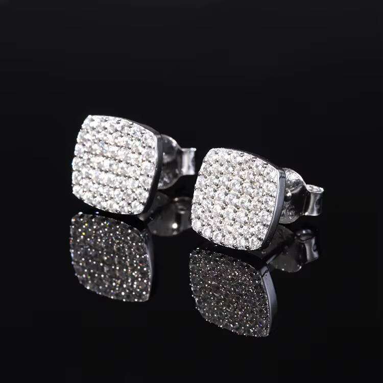 XINGGUANG JEWELRY Sterling Sier Iced Out VVS Moissanite Hypoallergenic Square Stud Earrings for Men Women
