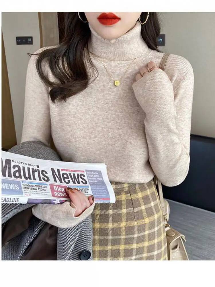 2025 autumn winter Basic Slim soft solid color turtleneck Sweater Pullover Women Casual Long Sleeve chic bottom knitted Jumper dongdumaoyi