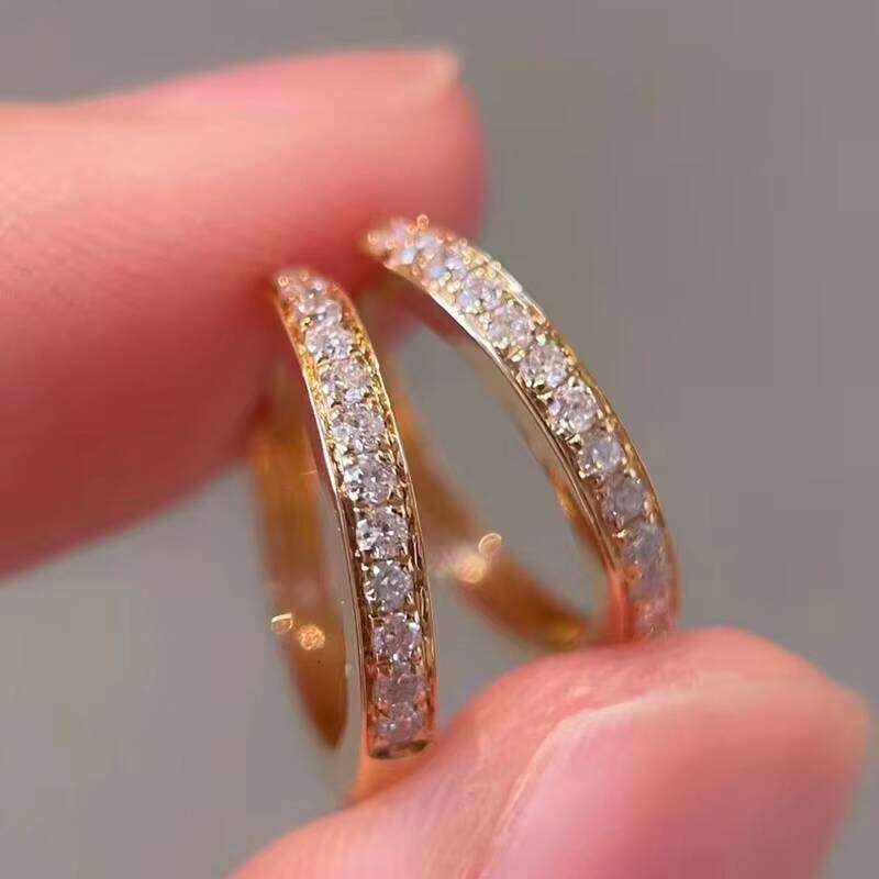 XG Custom Lab Sier Color Gold Plated Full Pave Dia Hoop Earrings Fine Jewelry Earring for Women