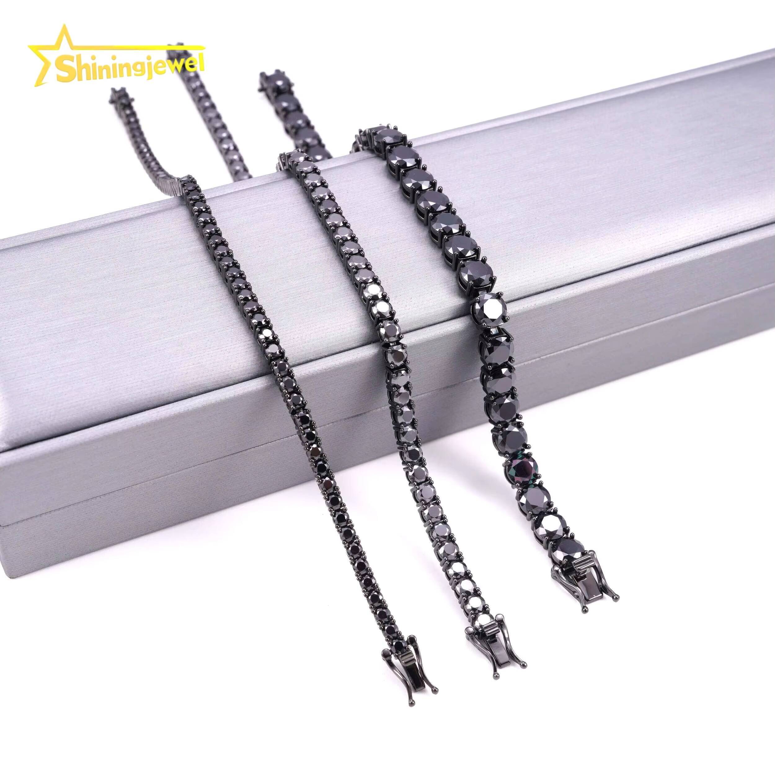 Hip Hop Jewelry 925 Sterling Silver Fashion Necklaces 2mm 3mm 4mm 5mm 6.5mm Iced Out VVS Moissanite Tennis Chain Necklace