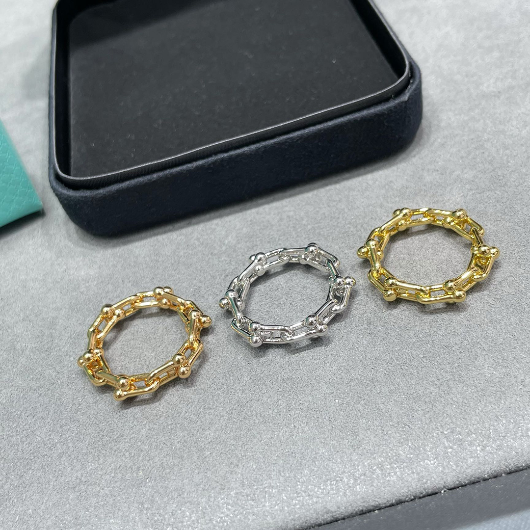 Rings Designer Ring Luxury Ring U-shaped chain ring Solid colour letter diamond design Rings Christmas Gifts Jewelry Versatile Styles Gift Box very good