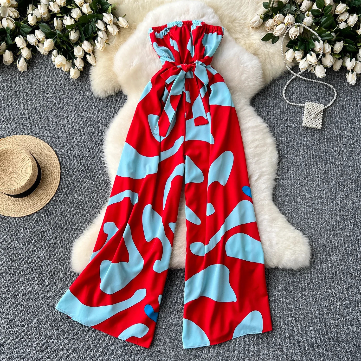Womens Jumpsuit Elegant Sexy Suspender Printed Jumpsuits Casual Hip Waist Overalls Romper For Women Spring Summer 2024 y250807