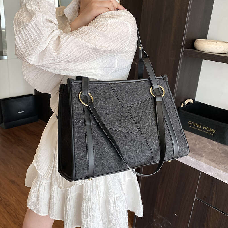 Large Capacity Tote Designer for Women 2025 New Tote Niche Denim bags Color Block Luxury Patchwork Shoulder Underarm Bag