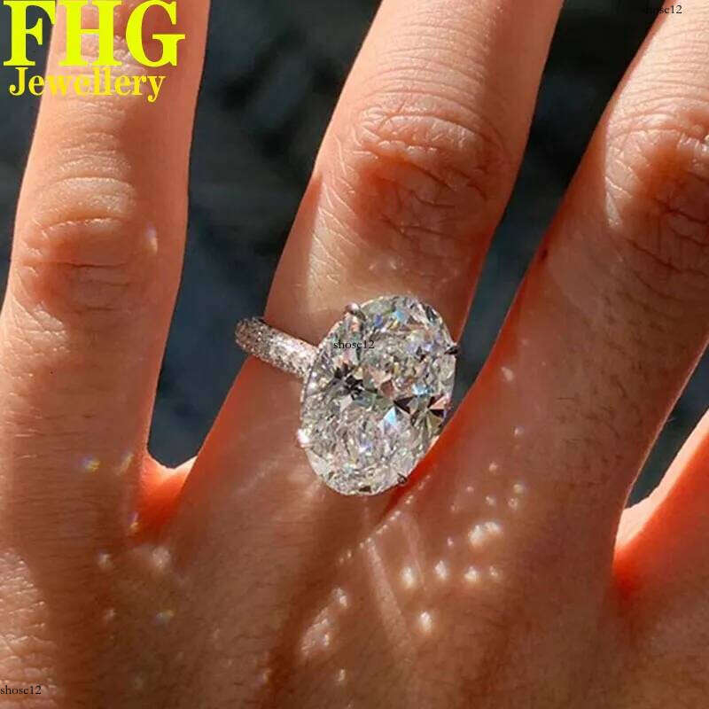 5 6 7 8 9 10 Carat Au585 14K White Gold Oval shape moissanite Dias Women Wedding Party Engagement Ring Classic Trendy