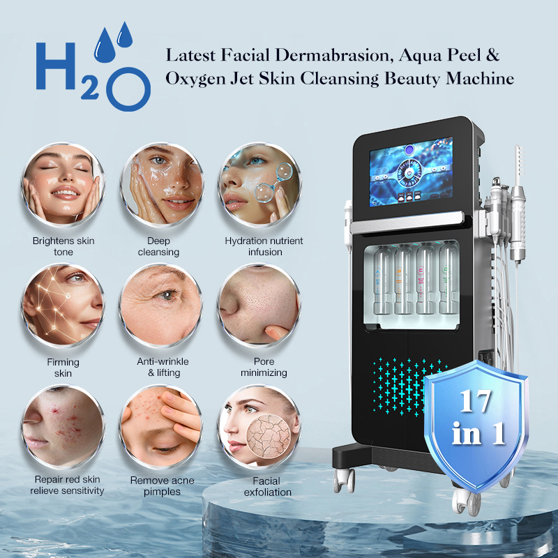 15 in 1 Water Dermabrasion Aqua Peeling Clean Skin Care BIO Light RF Vacuum Facial Cleanser Oxygen Jet Peel Machine Water