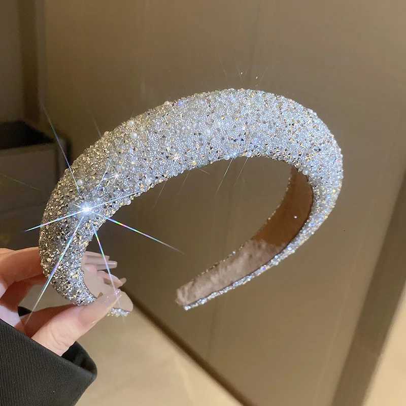 Luxury Inlaid Rhinestone Hairbands for Women Korean Fashion Hair Pure Band Small Pearl Wedding Hair Jewelry Y250808