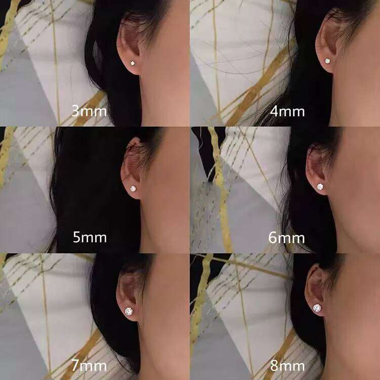 4mm-8mm Classic 6 Prong Mossanite Earrings Jewelry Sterling Sier VVS Moissanite Dia Ear Stud for Men Women