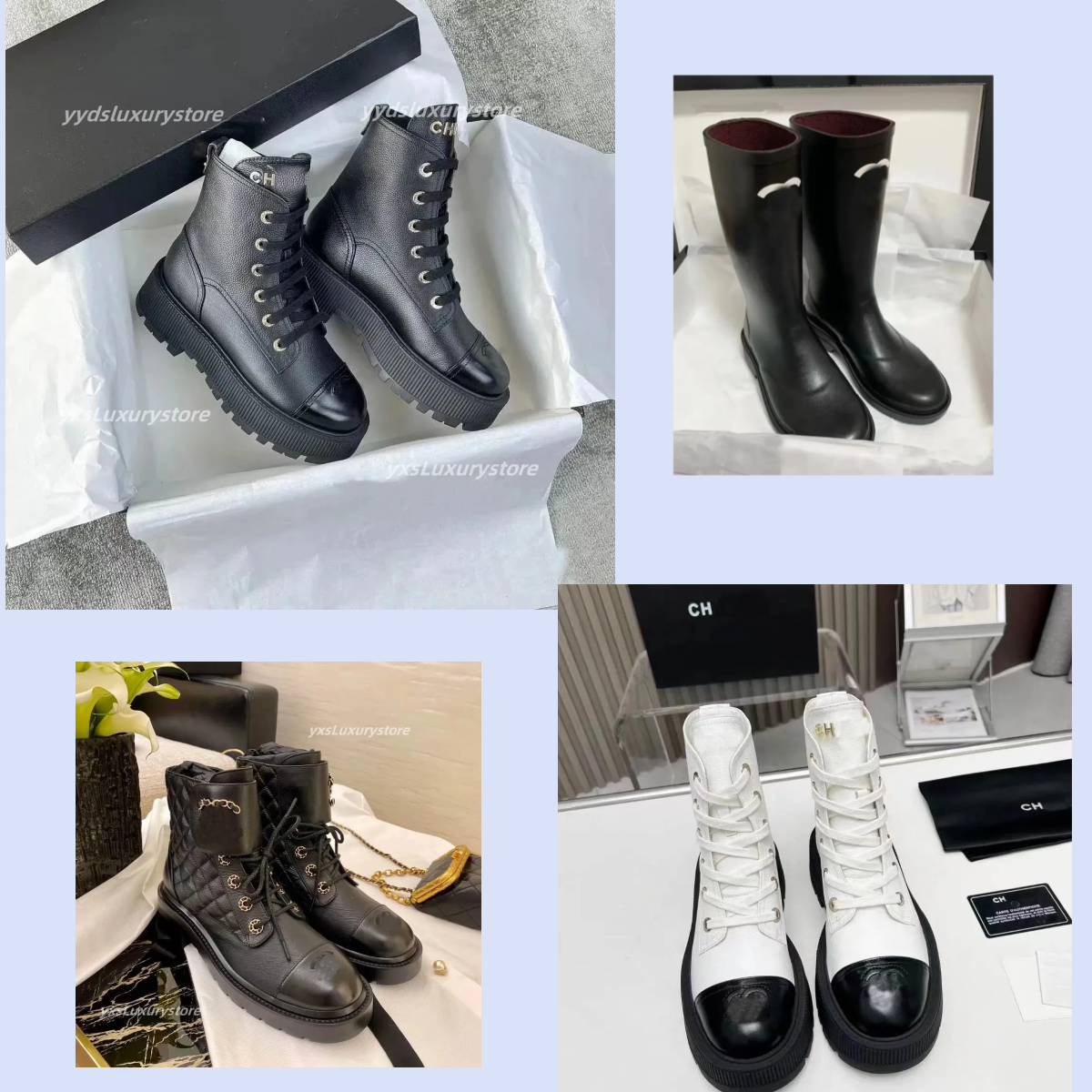 2025S Designer Women's Mardi Boots - Fall/Winter Women's Leather Laced Low-Top Platform Ankle Boots Ladies' Cavalry Boots - Ladies' High-Quality Luxury Rain Boots