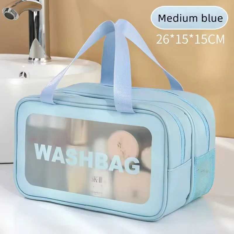 Dry-wet Separation Double Transparent PU Makeup Bag Portable Wing Bag Cosmetic Storage Bag Travel Fitness Swimming Essentials Y250808
