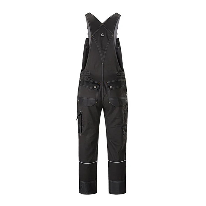 Oxford Overalls with Reflective Stripes Multi Pockets Work Men Black Reflection Hi Vis Worker Wear Repairman Clothing 250804