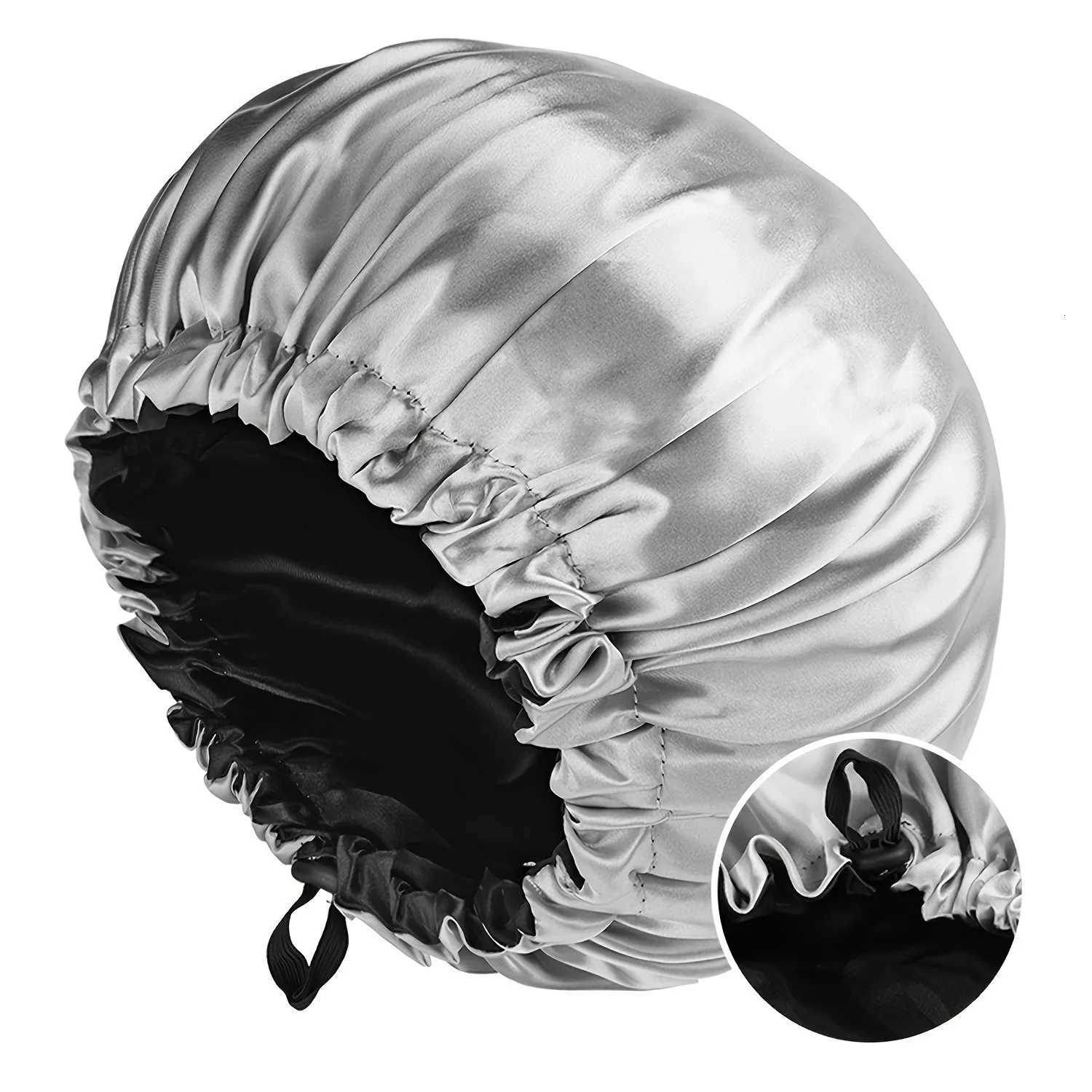 Reversible Satin Sleep Sleeping Cap for Women Men Headscarf Elastic Hair Care Bonnet Cancer Chemo Caps Adjustable Headwear Hats Z250808