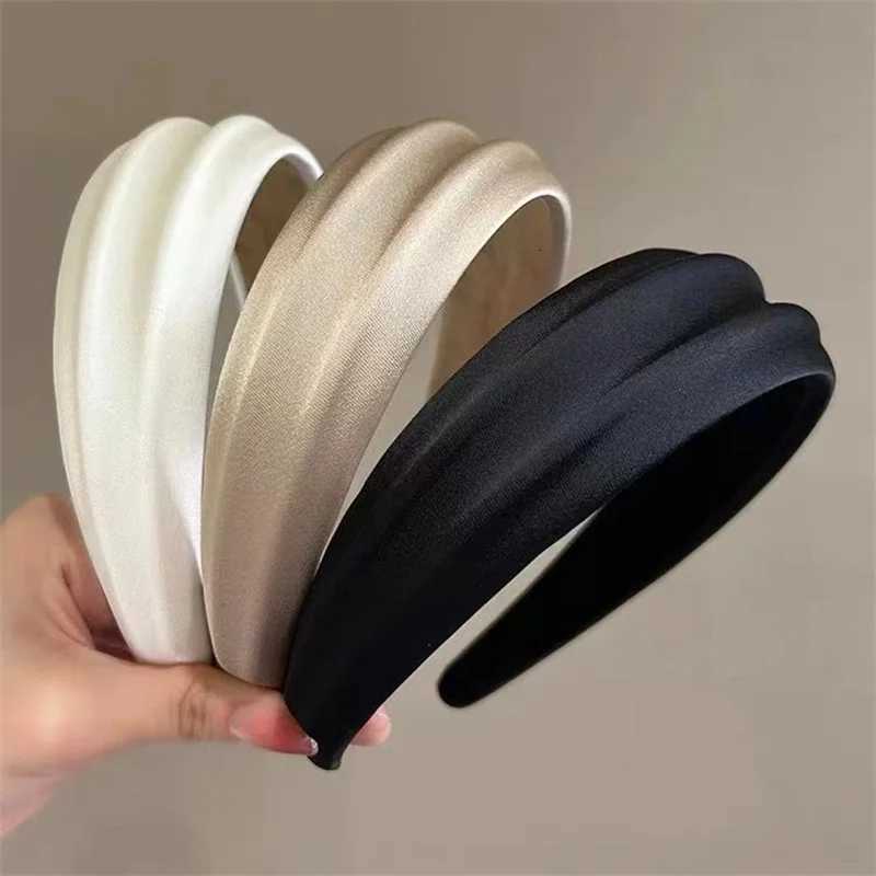 Elegant Wen High Cranium Bands Wide Brimmed Satin Cloth Handmade Fashion Fem Daily Party Pr Hair Accessories Y250808