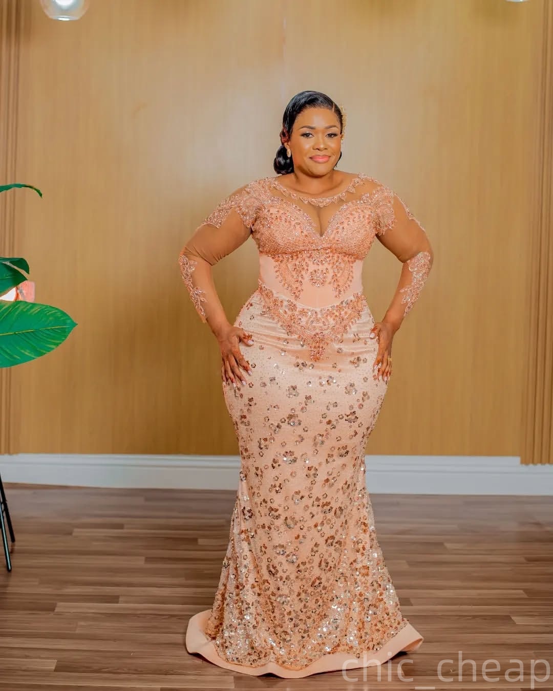 Mermaid Champagne Prom Dresses 2025 Crystals Beaded Sequined Evening Formal Party Second Birthday Engagement Gowns Plus Size Dress For Special Occasio