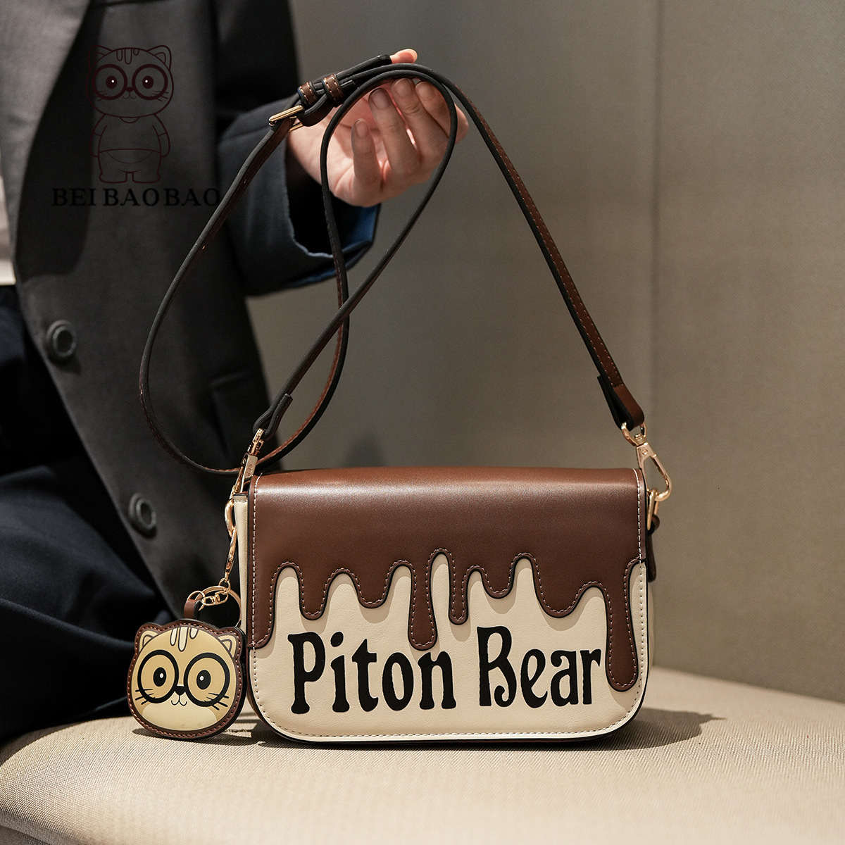 New Cartoon Kitten Stylish Small Square Fashion Commuter Crossbody Shoulder Bag ddmymoon