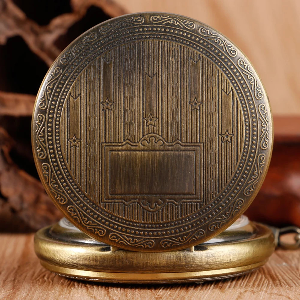 Old Fashion Bronze Mechanical Pocket Watch Men Retro Treasure Box Pattern Chain Pendant Pocket Clock Timepiece Gifts Male 250807