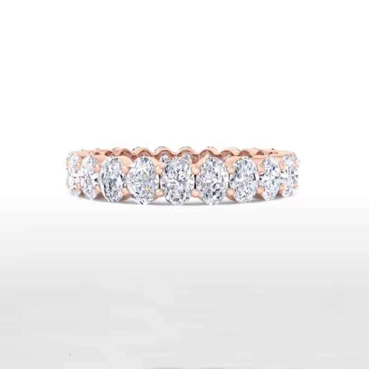 RTS VVS Oval Cut Wedding Eternity Rose Gold Pass Dia Tester Moissanite Engagement Ring for Women