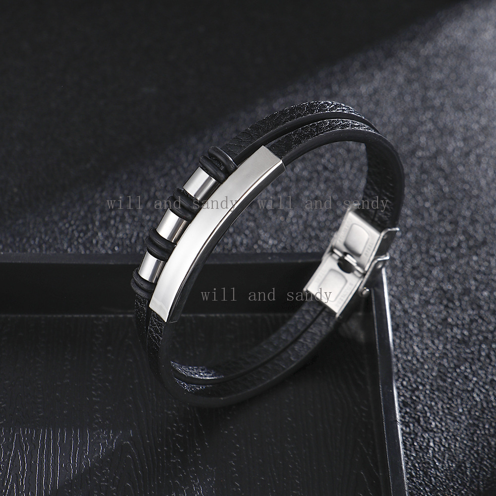 Braided Multilayer Stacking Wrap Genuine Leather Bracelet Bangle Cuff Wristband Designer Jewelry Gold Cross Bracelets for Man Non Tarnish Fashion Jewe