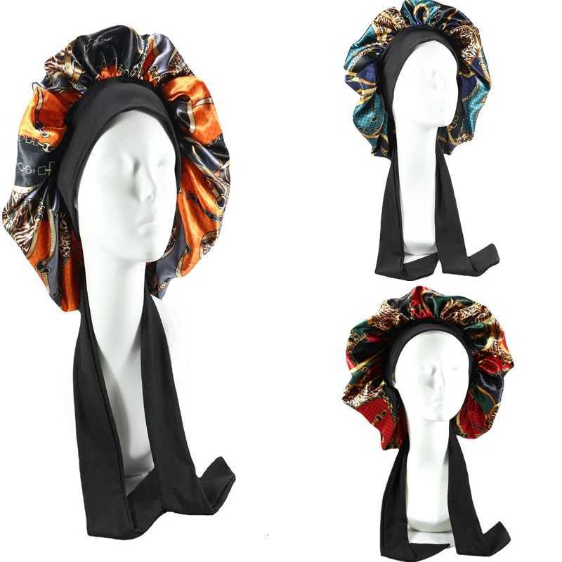 Women Big Size Satin Cap for Sleeping Hat Night Sleep Cap Hair Care Silk Bonet Stain Hair Cap for Women Curly Springy Hair Z250808