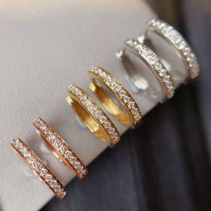 XG Custom Lab Sier Color Gold Plated Full Pave Dia Hoop Earrings Fine Jewelry Earring for Women