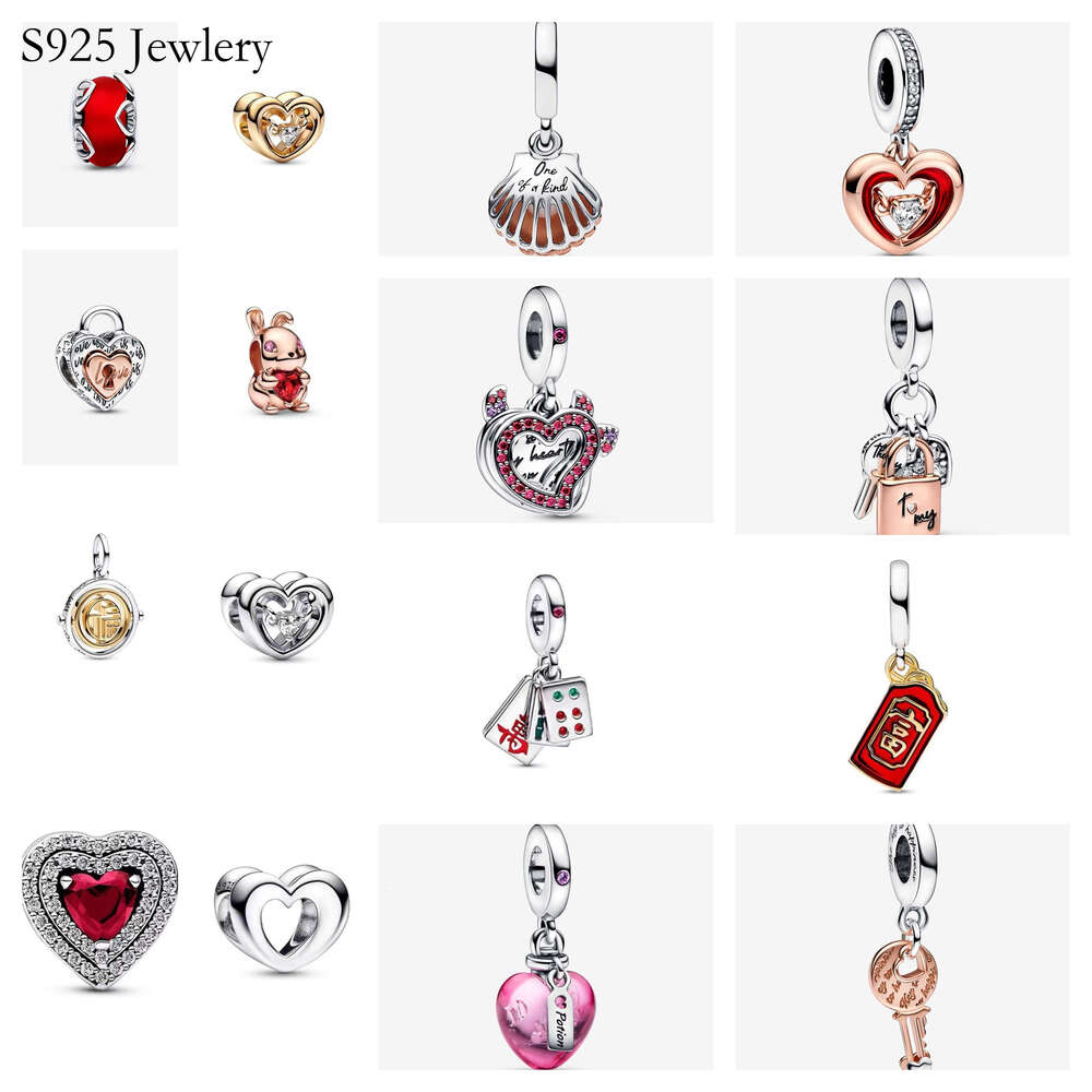 New Popular Pure Silver Valentines Day Charming Scrub Red Love Pearl Is Suitable For Primitive Bracelets Diy Jewelry