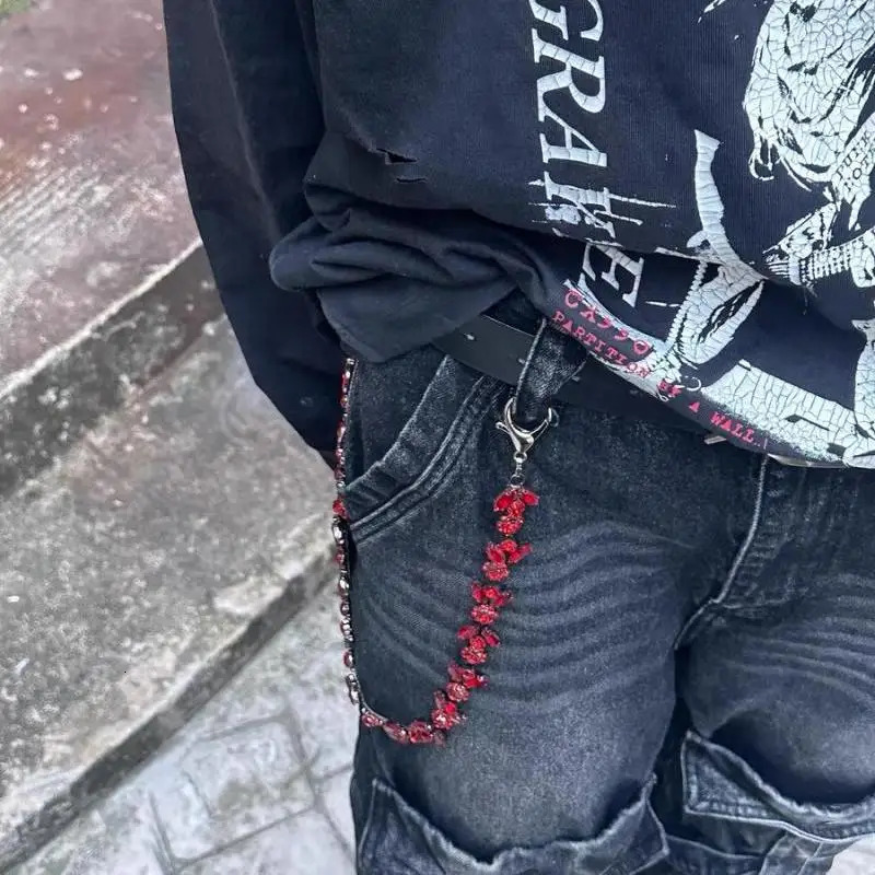 Hip-Hop Punk Style Trouser Chain High-End Blood Gemstone Jeans Accessories 250807