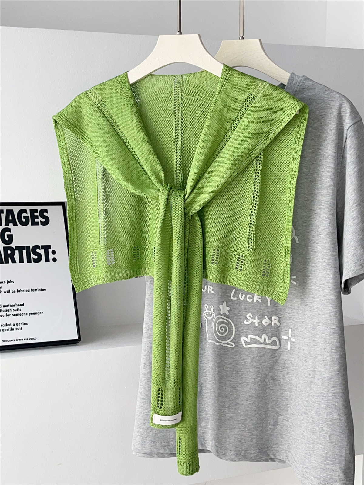 K1619 Ice silk hollow knitted knotted shawl women's Korean style fashionable and versatile office air-conditioned room neck protection outer wear