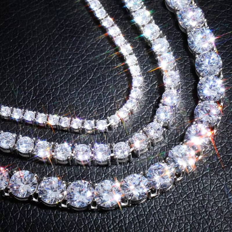 Gra Vvs Cluster Wholesale Round Cut 2.5mm 5mm 4mm Bracelet 3mm 925 Sterling Silver Necklace Moissanite Tennis Chain Sparkle