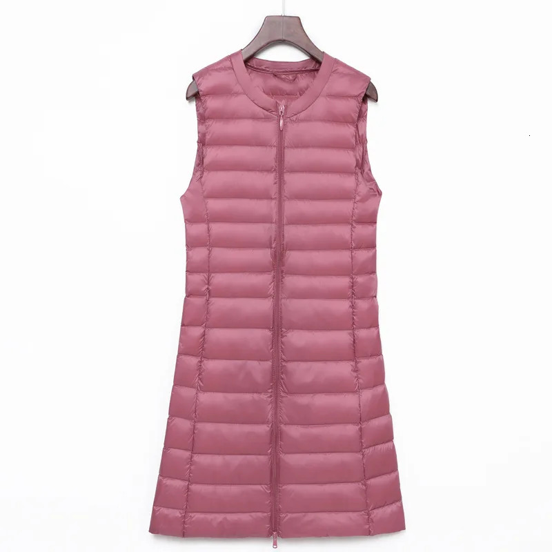 Ultra Light Down Vest Women Long Vest Windproof Lightweight Warm Waistcoat Female Down Coat Long Slim Sleeveless Jacket 250804