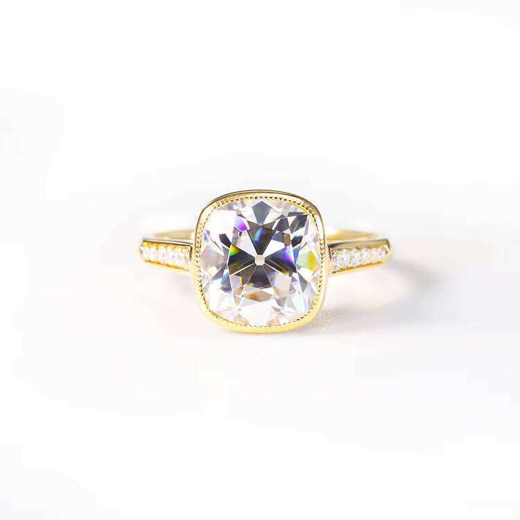 Gift Fashion Jewelry 14k Solid Gold Ring 3.5ct VVS Cushion Cut Iridescent Moissanite With Melee Engagement Rings for Women Men