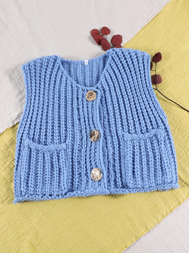 Miyouj Women Sweater Vests Solid Sleeveless Top Fashion Knitted Vest Button Clothing Women Sweater Chic Clothes Casual Tank Tops 250804