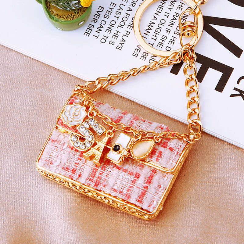 DHessentials Korean Style Fabric & Metal Keychain - Creative Crossbody Bag Charm for Women, Fashion Keyring Gift (100g)