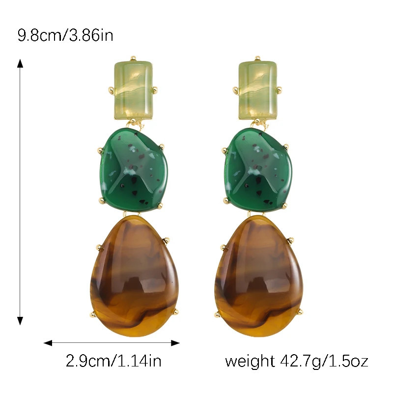 Vedawas Colorful retro-geometric resin earrings simple banquet holiday earrings women jewelry 250807