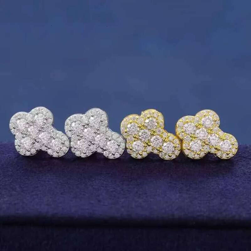 Trendy Sterling Sier VVS Moissanite Dia Cross Stud Gold Plated Earrings Anniversary Hip Hop Jewelry