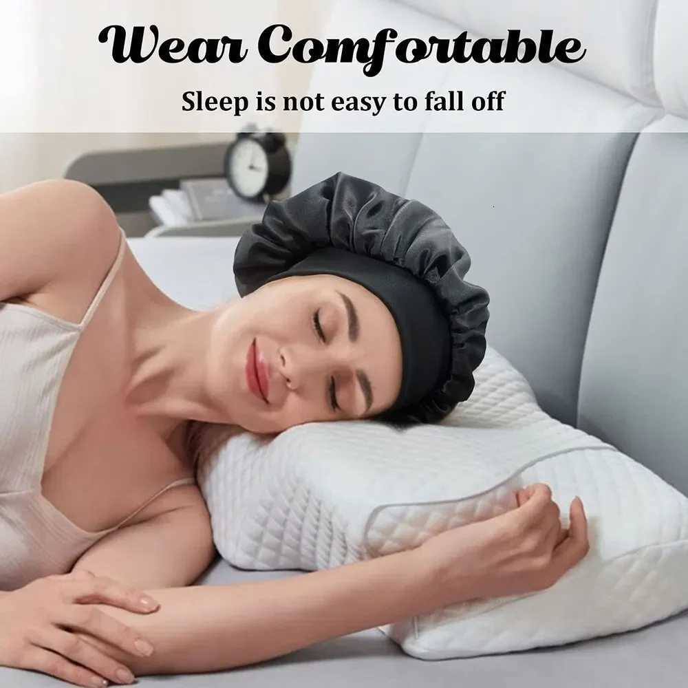 1/2/3pcs Newly Satin Night Hair Cap Womens Solid Sleeping Hat Sleep Care Bonnet Nightcap For Women Unisex Shower Cap Z250808